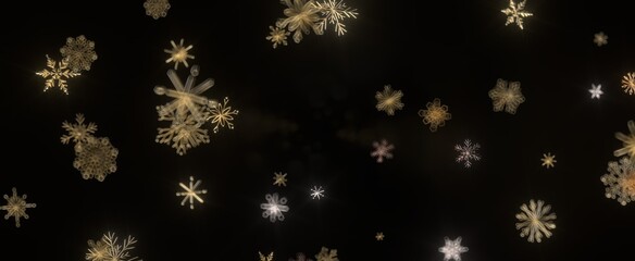 Winter Snow Symphony: Captivating 3D Illustration of Descending Snowflakes for Christmas