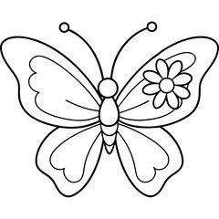 a cute butterfly low detailed outline vector ill