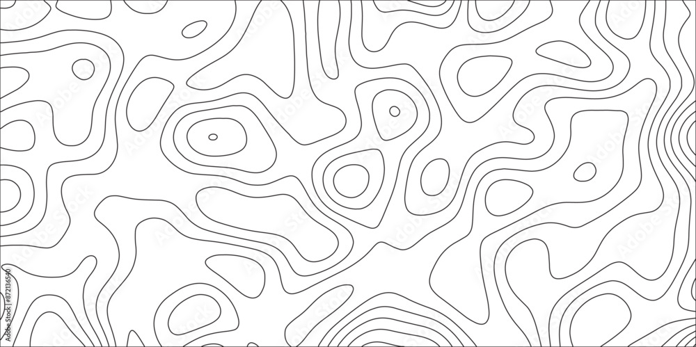 Aufkleber Abstract geographic contour terrain mountain relief. Modern design with White background with topographic wavy pattern design. Topographic map background geographic line.