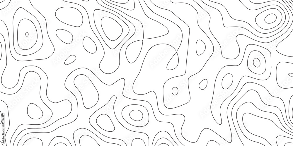 Aufkleber Abstract geographic contour terrain mountain relief. Modern design with White background with topographic wavy pattern design. Topographic map background geographic line.
