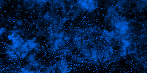 Dark navy blue watercolor smoke background. dark hand drawn by brush cloudy sky. space with colorful mist nebula and cluster of stars. Dust, mist, cloud, gas and bright shiny lights