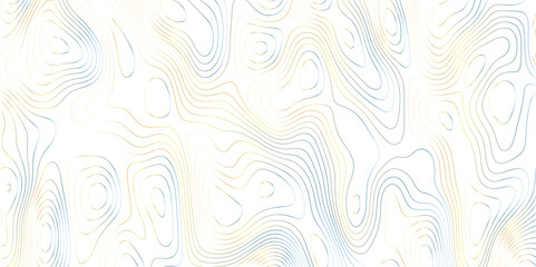 Abstract background wavy topographic line map. Contour geography map grid abstract backdrop. Seamless pattern and banner design. Modern and dynamic feel to topographic mapping vector illustration.	