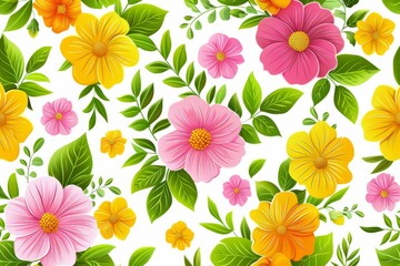 Fototapeta premium Vibrant Floral Pattern with Greenery