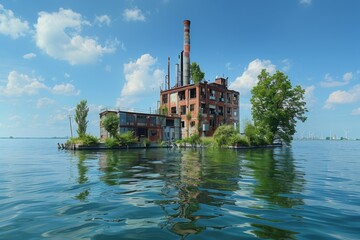 Abandoned Industrial Building on Isolated Island