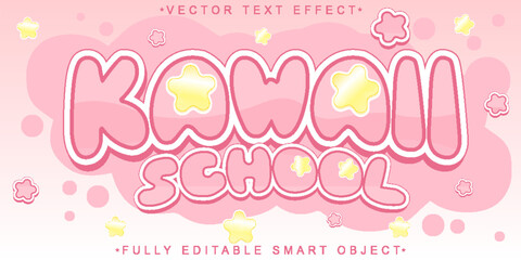 Cute Kawaii School Soft Vector Fully Editable Smart Object Text Effect