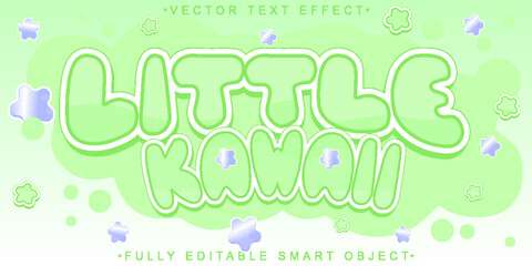 Cute Green Little Kawaii Soft Vector Fully Editable Smart Object Text Effect