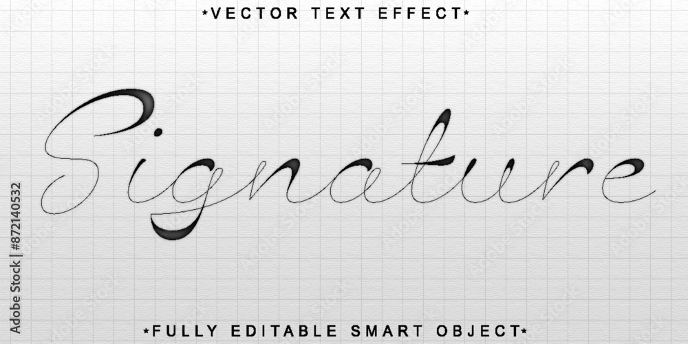 Poster handwritten script signature vector fully editable smart object text effect