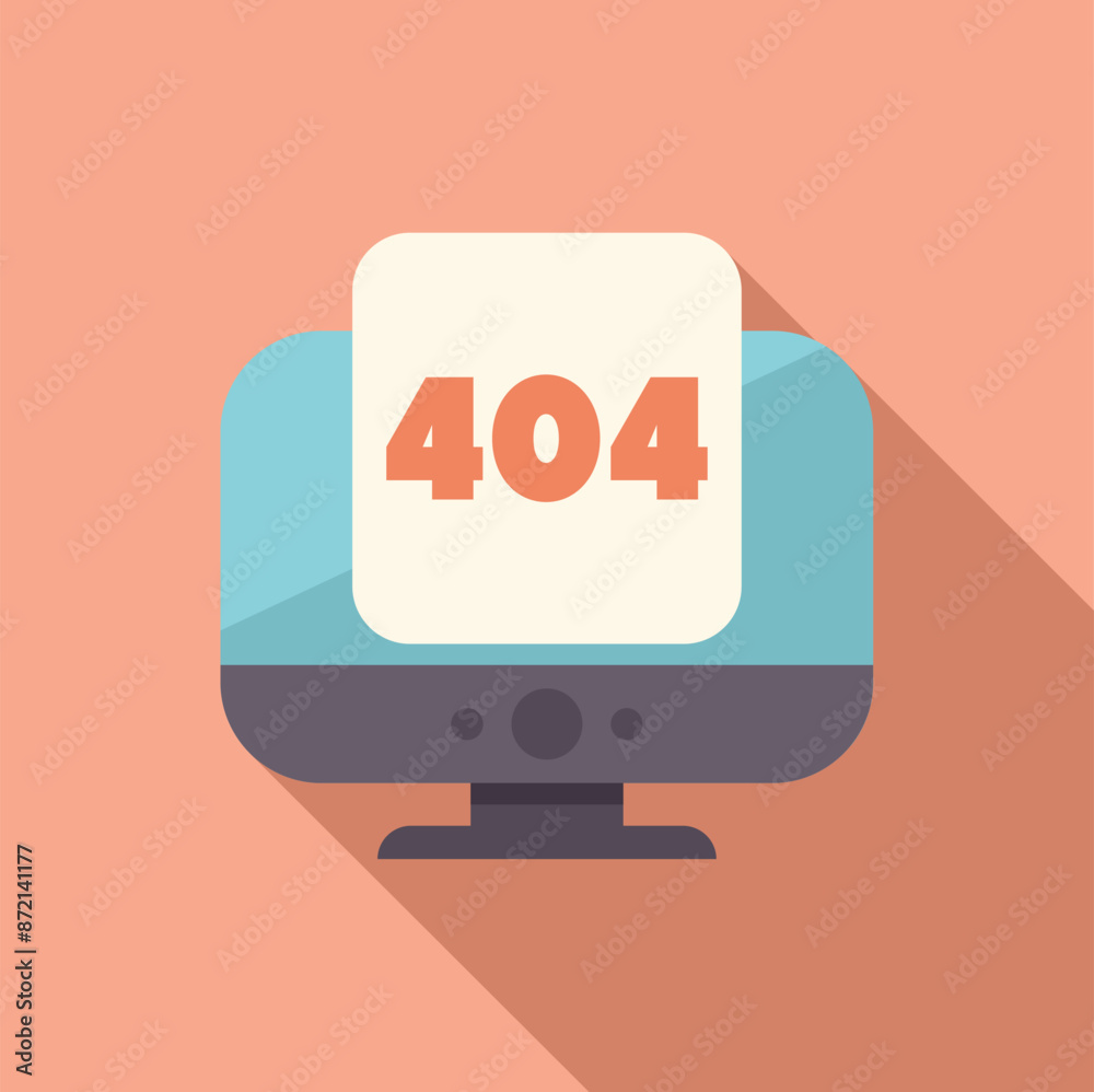 Poster desktop computer showing a 404 error message on screen, concept of website error, page not found