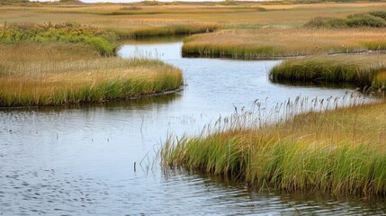 Serene Meadow with Winding Creek