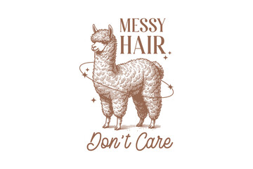 Messy hair don't care Retro Funny Sarcastic Animal  Alpaca design