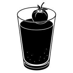 Glass icon tomato juice silhouette vector illustration