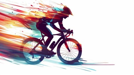 Fototapeta premium of a person air cycling with motion blur, white background, dynamic fitness