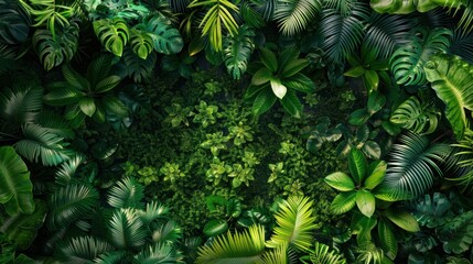 Fototapeta premium Tropical Green Foliage Pattern