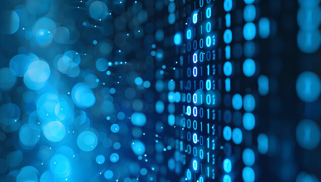 Abstract blue binary code background