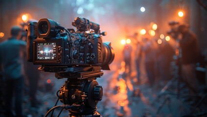 Video production in action with cinematic camera filming