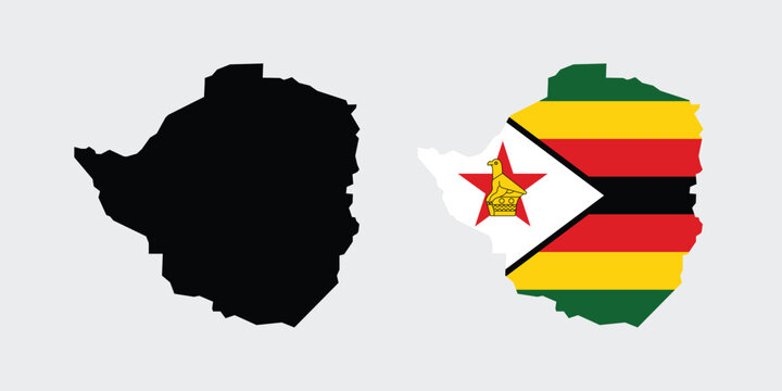 Vector Zimbabwe Map. Map of Zimbabwe with National Flag.
