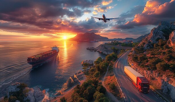 Global trade logistics background