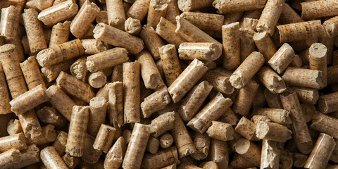 Organic Biomass Pellets A Sustainable Heating Solution for Boilers and Fireplaces. Concept Biomass Heating, Sustainable Energy, Pellet Boilers, Organic Heating, Environmental Heating