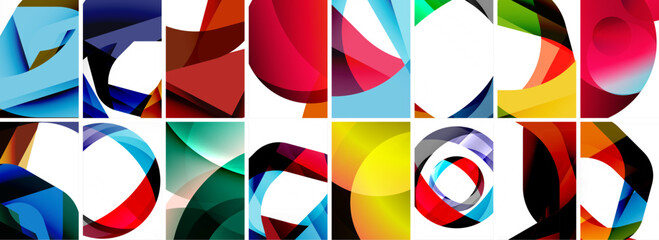 Collection of abstract background with waves, colorful shapes and 3d shadow effect. Vector Illustration For Wallpaper, Banner, Background, Card, Book Illustration, landing page