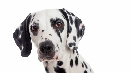 Dalmatian dog portrait on white background