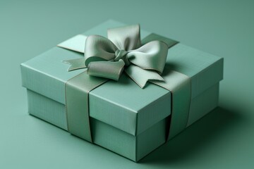 Obraz premium light green gift box with no wrinkles is against the background. 