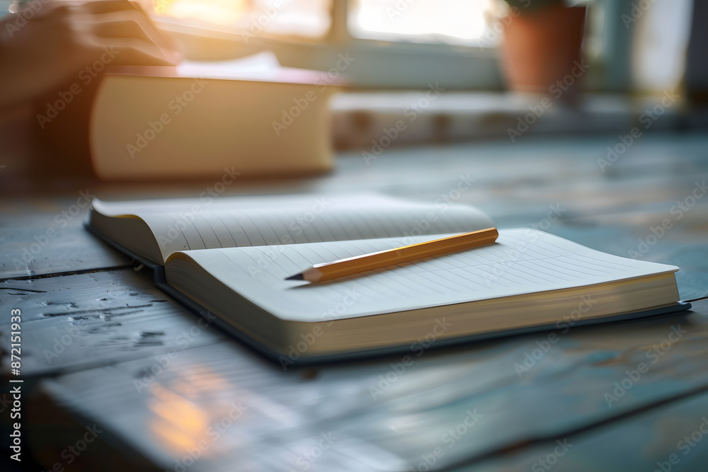 Sticker Individual takes notes with pencil in notebook blank area