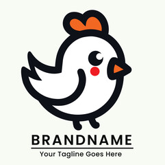 Cute chicken logo with a playful style for family-friendly restaurants or products