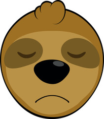 vector illustration face bear sloth character animal cartoon, with a sadness and regret expression