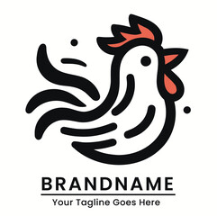 Elegant rooster logo with a sunset background for upscale restaurant branding