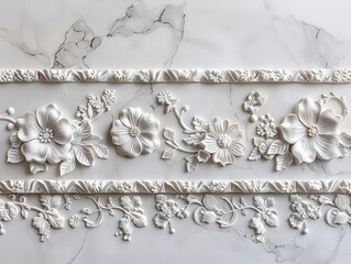 Detailed ceramic border tiles framing a larger tiled area, adding a decorative touch.