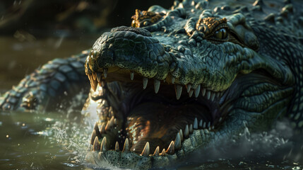 Obraz premium 獲物を狙うワニ