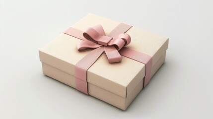 Obraz premium Beige Gift Box with Pink Bow