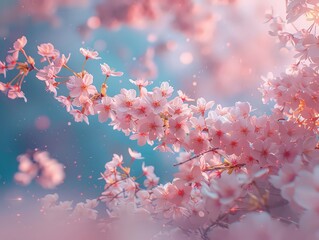 Cherry blossoms in full bloom under a bright sky, symbolizing renewal and the arrival of spring.