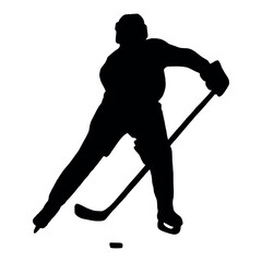 Fototapeta premium SILHOUETTE OF HOCKEY PLAYER ATTACKING