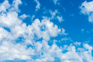 beautiful cumulus clouds in blue sky, nature background, wallpaper