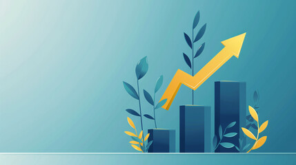 A business plan for future growth and success. An arrow pointing upward, representing progress and positive direction. Economic and financial growth, income increase, investment