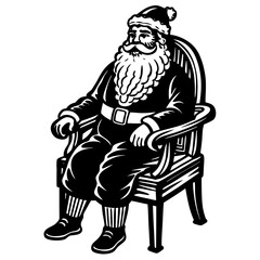 create a simple black and white father christmas
