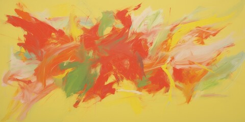 Fototapeta premium Abstract Surreal Colorful Forest Oil Painting on Yellow Background