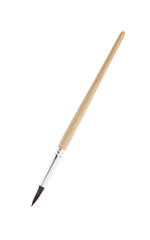 Paint brush with wooden handle isolated on white