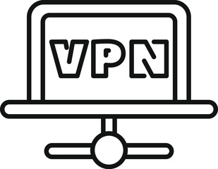 Laptop connecting to the internet through a vpn server, ensuring online privacy and security