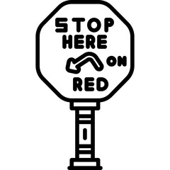 Stop Here on Red Sign Icon