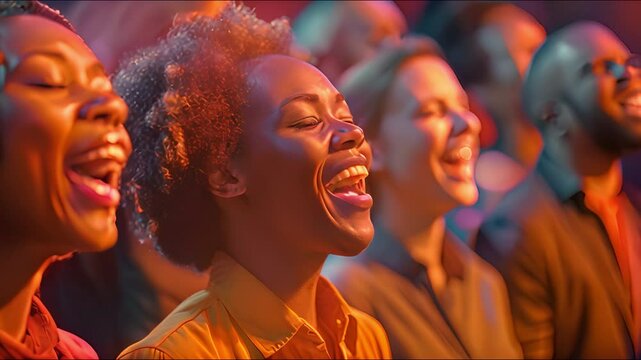 A group of gospel singers from Christianity praising the Lord Jesus Christ. Blessings, harmony, joy, and faith are spread by song. Belief in God and in religion