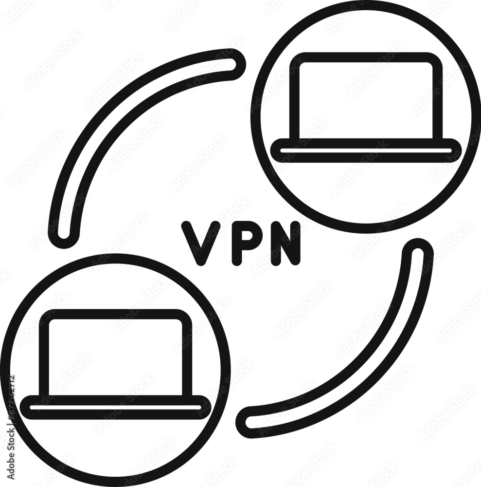 Poster secure connection concept with two laptops exchanging data through vpn