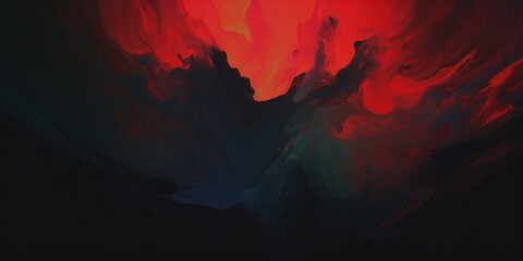 Surreal Abstract Oil Painting with Bold Red and Dark Tones