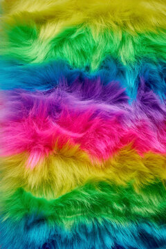 Texture, top view, multi-colored artificial fur.