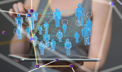 Global network. Blockchain. 3D illustration. Neural networks and artificial intelligence. Abstract