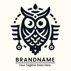 Fototapeta premium prenium owl logo with geometric shapes and intricate design ideal for professional branding
