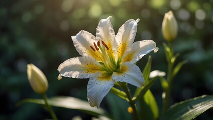 The fragrance of a freshly bloomed lily on a summer morning ai_generated
