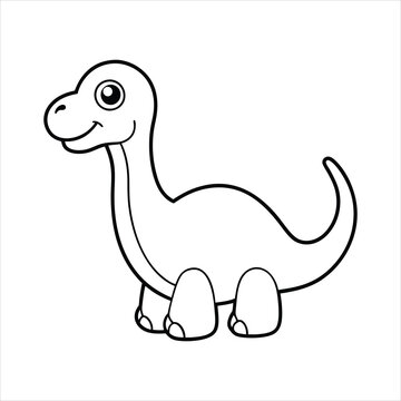 recommend clip art: Cartoon funny baby brontosaurus dinosaur line art