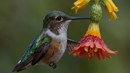 Fototapeta premium A day in the life of a hummingbird, from dawn till dusk ai_generated